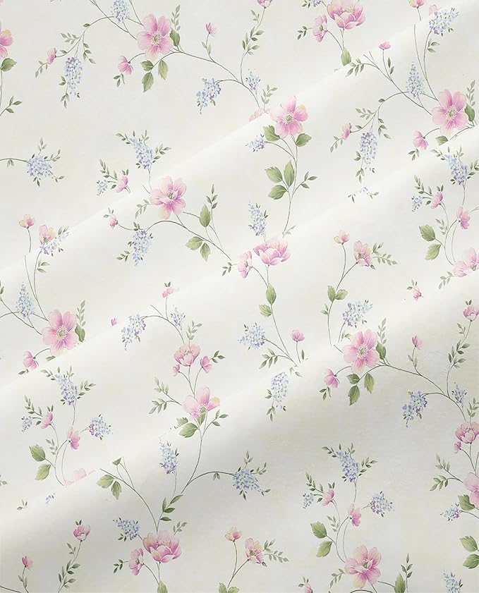 Floral Duvet Cover Full Girl Pink Flower Teenage Girls Duvet Cover Set with Zipper Ties, Easy Care, Ultra Soft and Breathable-Full Size