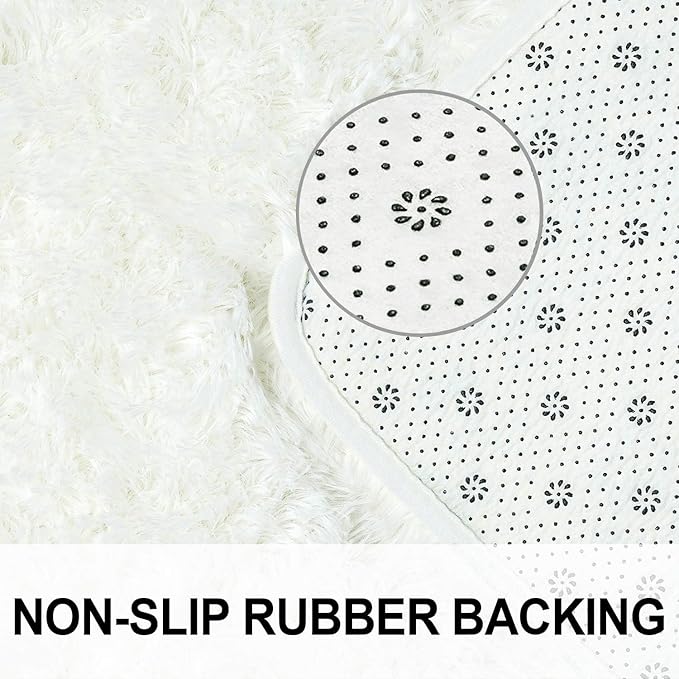 Merelax Soft Area Rug Fluffy Rugs for Living Room Bedroom, 2x8 Runner Rug for Hallway, Shag Furry Bedside Rug Non-Slip Plush Nursery Kids Room Dorm Indoor Floor Carpet, Ivory