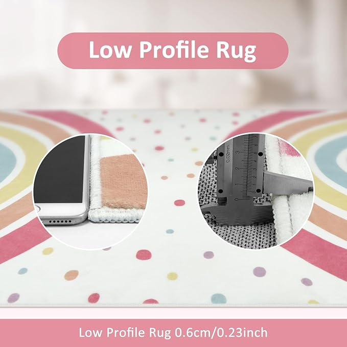 STARUIA Washable Rainbow Rug for Girls Bedroom, Large Area Rug 5x7 Colorful Rugs for Nursery Kids Room, Soft Non-Slip Carpet Kids Rugs for Classroom Playroom Tent Castle Dorm