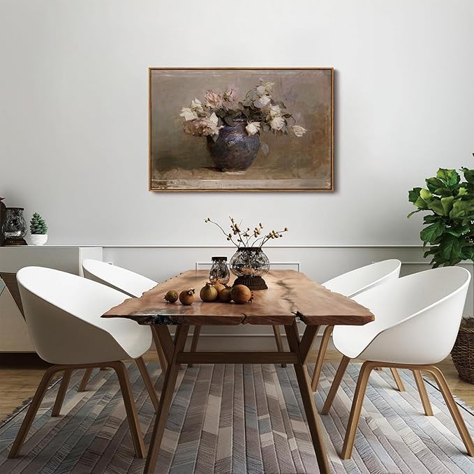 OIQArtOIQ Vintage Landscape Canvas Wall Art Framed Natural Scenery Painting Artwork Prints France Country Wilderness Farmhouse Decor Pictures Kitchen Bedroom Living Room Bathroom