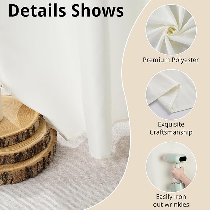 10x10FT Ivory Curtains Backdrop for Parties, Wrinkle Free Ivory Photo Backdrop Curtains Drapes for Party Birthday Wedding Decoration Photography,5ft x 10ft, 2 Panels