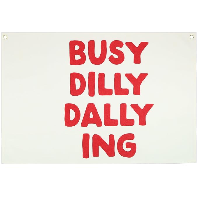 Busy Dilly Dallying Rectangular Banner Flag Wall Sign Decor Gift for Baby Boy Girl Kids Men Women,Home Nursery Baby Room Bedroom Living Room Office Kitchen Decor-Birthday Christmas Gift