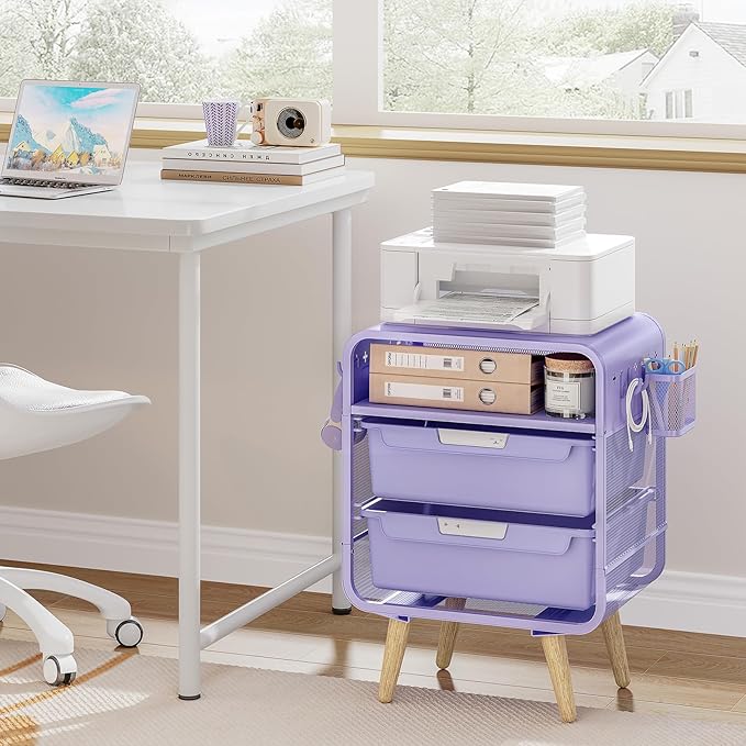 Kids Nightstand,Girls Bedside Table,Night Side Table,Kids Night Stand,End Tables Bedroom,Purple Cute Nightstand with Storage Drawer for Girls