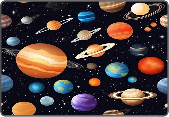 Space Rug for Boys Room Rugs Cartoon Planet Carpet Galaxy Stars Printed Throw Rugs for Kids Teens Doormat Bedroom Living Room,31 in X 47 in