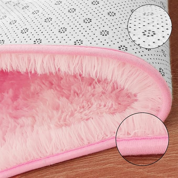 Merelax Pink Area Rugs for Living Room Bedroom Girls, 5x8 Soft Fluffy Fuzzy Shag Rug for Kids Room Bedside Rug, Indoor Floor Plush Cute Carpet for Baby, Nursery, Home Decor Aesthetic