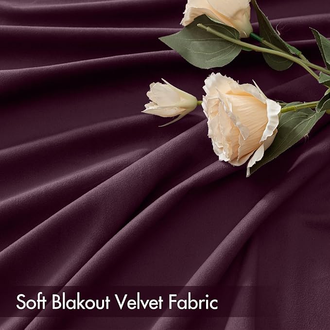 MIULEE Purple Orchid Velvet Curtains Thermal Insulated Blackout Curtain Drapes for Bedroom Living Room Darkening 96 Inches Long Curtains Panels Rod Pocket Set of 2