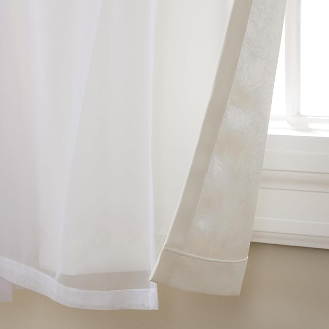 TOWN & COUNTRY LUXE Talia Double Layer Indoor Curtains, Sheer and Room Darkening Blackout, Grommet Top, Energy Efficient, 2-Pack Set, 52"x120", Winter