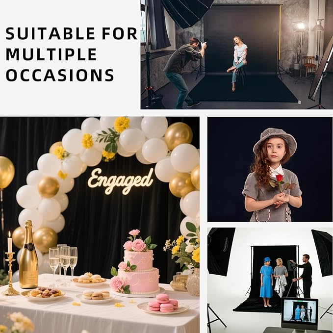 Black Backdrop,5x10FT Black Photo Backdrop for Photography Background Backdrops Curtain for Portraits Studio Photoshoot Halloween Party Screen Video Recording