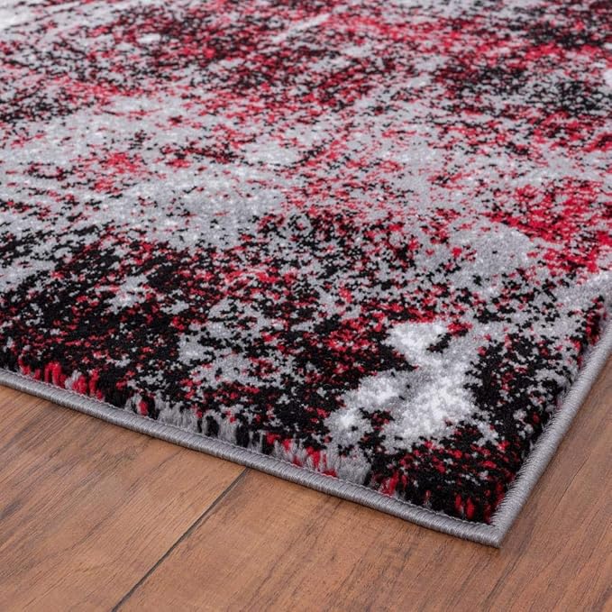 LUXE WEAVERS Modern Abstract Art Red 2x7 Area Rug