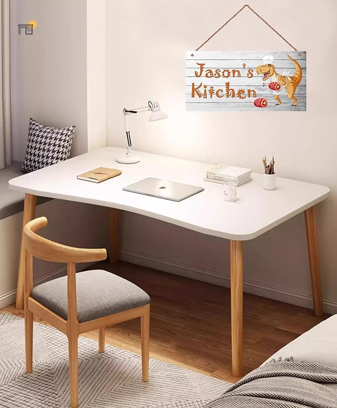 Personalized Kitchen Sign for Home Decor,Dinosaur Art Custom Name Wall Decor Decorative Plate for Mother Father Grandparents Kitchen
