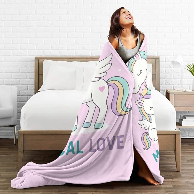 Unicorn Blanket Cute Unicorn Throw Blanket Magical Love Soft Cozy Fleece Fuzzy Stuffed Plush Flannel Animal Gifts for Girls Women Boys Kids Adults 60"X80"