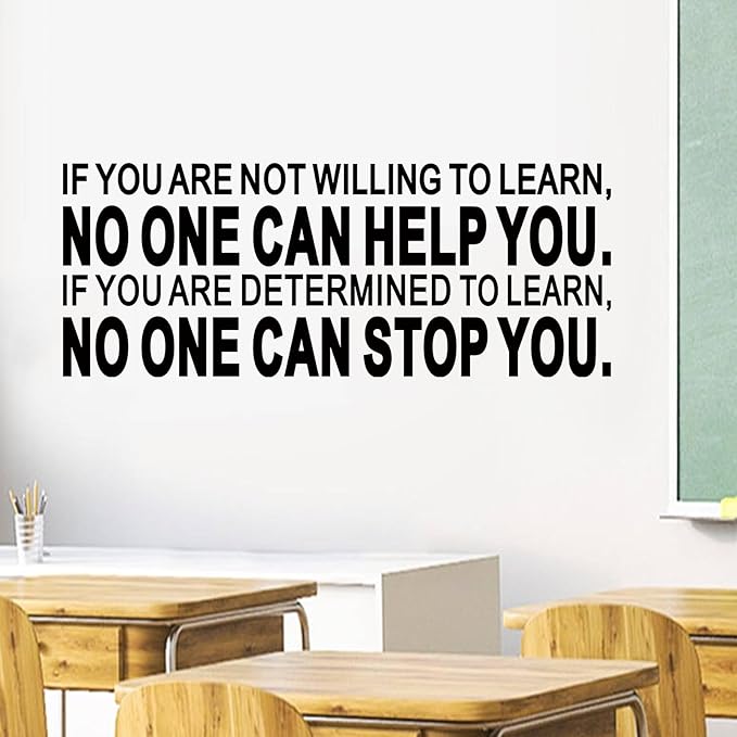 Inspirational Quotes Wall Decals for Office: Motivational Positive Workplace Vinyl Art Wall Stickers - School Classroom Home Wall Decor - If You are Not Willing to Learn 41"X16"