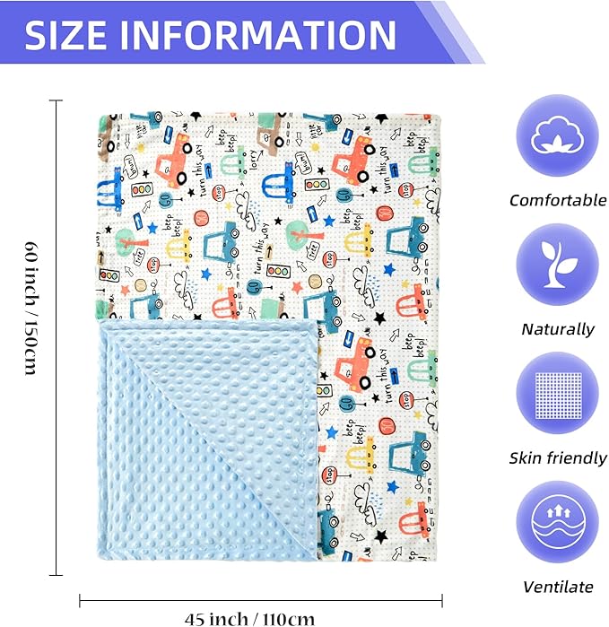 iEvolve Baby Nursery Bed Blankets Ultra Soft Double Layer Mini Blanket Minky Blanket Receiving Blankets Shower Gifts(Car,45 * 60in)