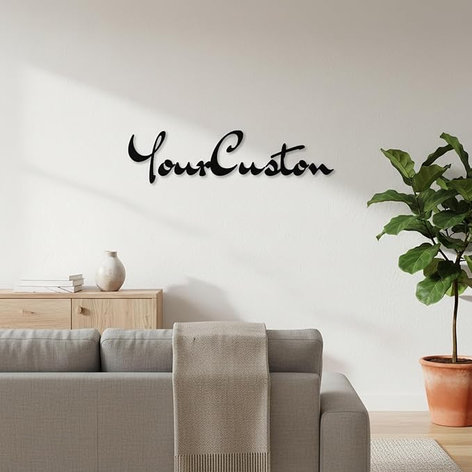 Custom Metal Words - Bold Modern Script Name Sign - Custom Name Sign Baby - Strong Laser Cut Cursive Wall Art for Baby Name, Wedding & Modern Home Decoration Gift
