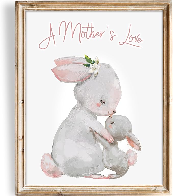 DREAM BIG PRINTABLES Mother and Child Bunny Wall Art Print - Unframed - 8x10 | Nursery Decor | Bedroom Decor | Room Decor Aesthetic | Bedroom Wall decor
