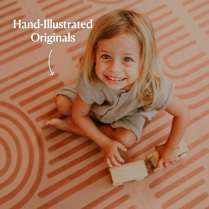 Toddlekind Playmat - Premium Foam Playmat, 4 x 6 feet, 6 Tile Extra Thick Foam Floor Puzzle Mat for Babies/Toddlers Stylish, Non-Toxic, Odorless. Perfect for Tummy Time & Play. 0m+ (Rustic Tan)
