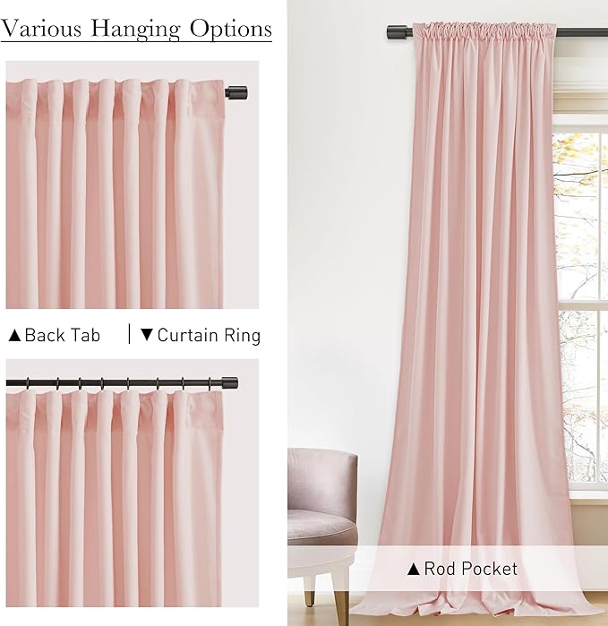 StangH Baby Pink Velvet Curtains 84 Inches Length, Room Darkening Soft Drapes with Back Tab Thermal Insulated Window Treatment for Girls Bedroom, Living Room, 52x84 Inch, 2 Panels