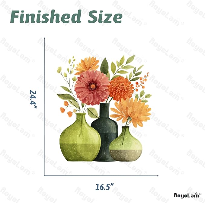 Watercolor Floral Vase Wall Decals Removable Plant Vinyl Stickers for Nursery Living Room Kitchen Decor Peel and Stick Botanical Wall Art