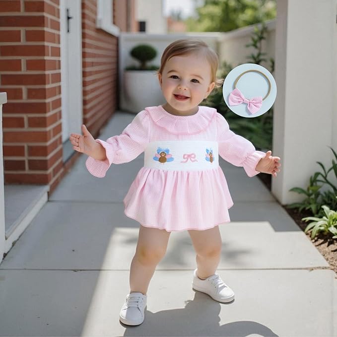 Giraropa Baby Girl Fall Winter Clothes Long Sleeve Romper Dress + Socks + Headband Newborn Infant Cute Casual Outfits