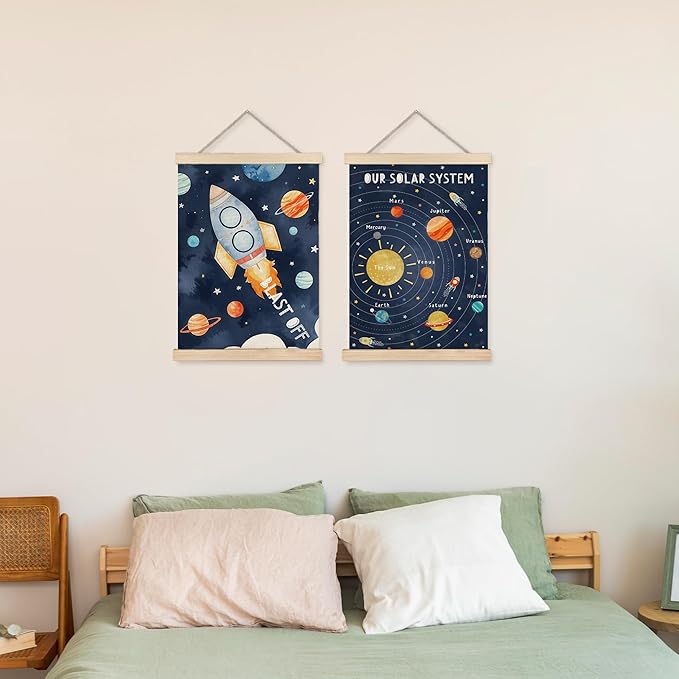 URLLUAE Solar System Poster Hanger Frame, Outer Space Room Decor, Solar System for Kids, 12x16 Inches Set of 2