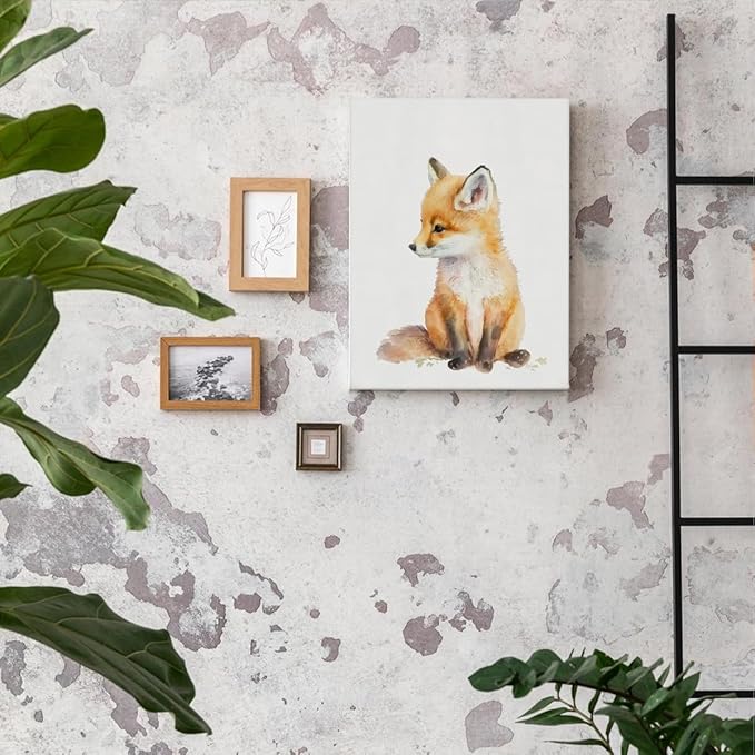 Woodland Nursery Decor, Baby Room Decor, Fox Wall Art Decorations For Safari Nursery Kids Toddler Boy Girl Room Playroom, Animal Wall Art Prints Poster 11x14 Inches Framed