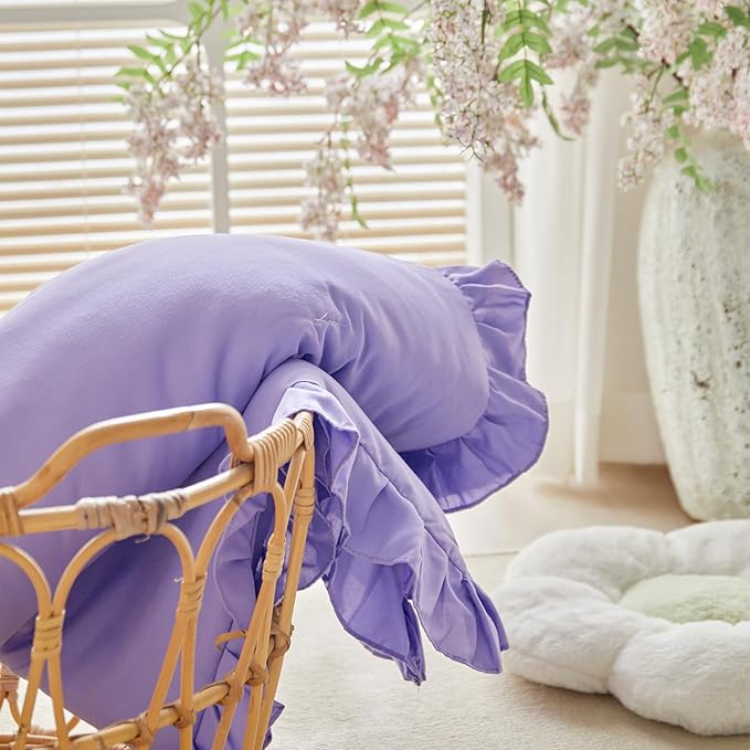Ruffled Toddler Blanket Ruffle Comforter for Baby Toddler Girls, Soft Cozy Cute Quilted Blanket Breathable Microfiber Comfortable Down Alternative Small Size Quilt with Ruffle - 39"x 47" Purple