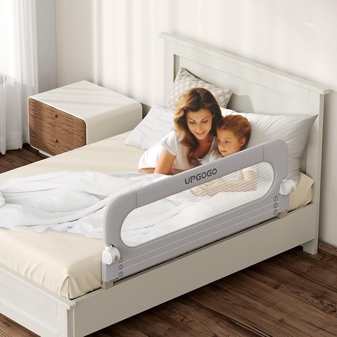 Folding Toddler Bed Rails for Crib,Safety Toddler Bed Rails,Bed Guard Rail with Reinforced Anchor Safety System,Bed Rail for Kids Fit,Bunk,Full Size,Queen,King,Twin(Grey,33"x23.6")