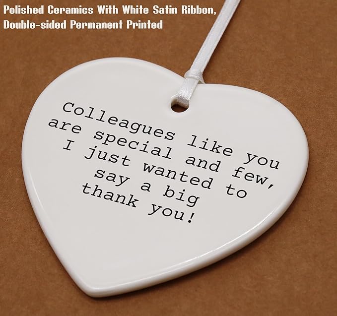 Heart Shaped Christmas Ornament-Thank You Appreciation Gift for Colleague Coworker Boss Leader-Promotion Retirement Farewell Leaving New Job Gift-Special and Few Quote Keepsake for Office Worker