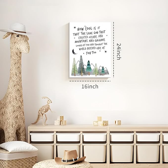 Dytila Christian Nursery Wall Art - Mountain Pictures Baby Boy Nursery Decor, Inspirational Religious Decor, Toddler Boy Room Decor, Faith Paintings, Christening Gifts for Boys 16x24 Inch
