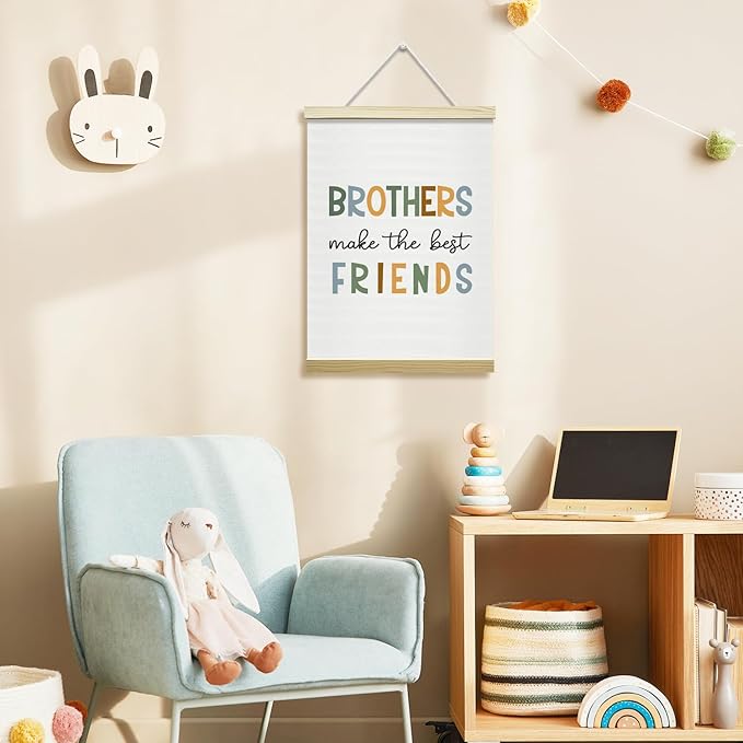Nopoben Brothers Poster Hanger Frame - Brothers Make the Best Friends, Kids Room Wall Art With Wooden Poster Hanger, Boys Bedroom Playroom Game Room Decor(12x16 Inches)-04