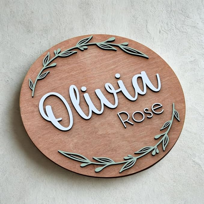 Personalized Wooden Name Sign - Custom Baby Name Signs for Nursery & Kids Room, Baby Announcement Sign, Wall Name Signs Personalized, Round Wooden Letters for Nursery Decor (Design 1)