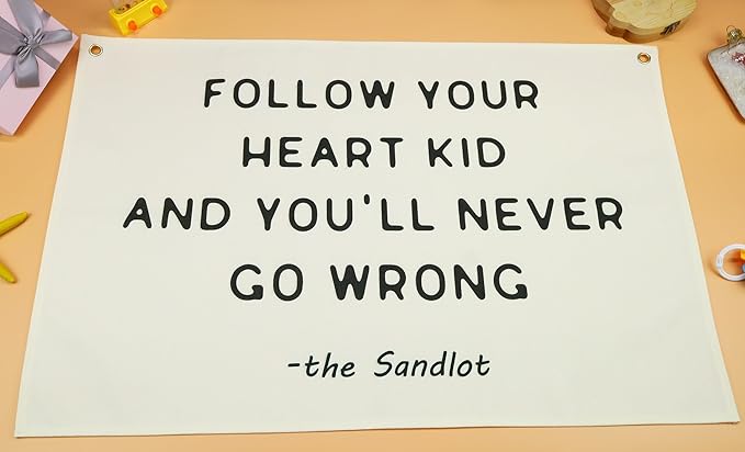 Mental Health Inspirational Rectangular Banner Flag Wall Sign Decor Gift for Boy Girl Kid Teen,Classroom Therapy Office Homeschool Reading Room Bedroom -Follow Your Heart Kid-Birthday Christmas Gift