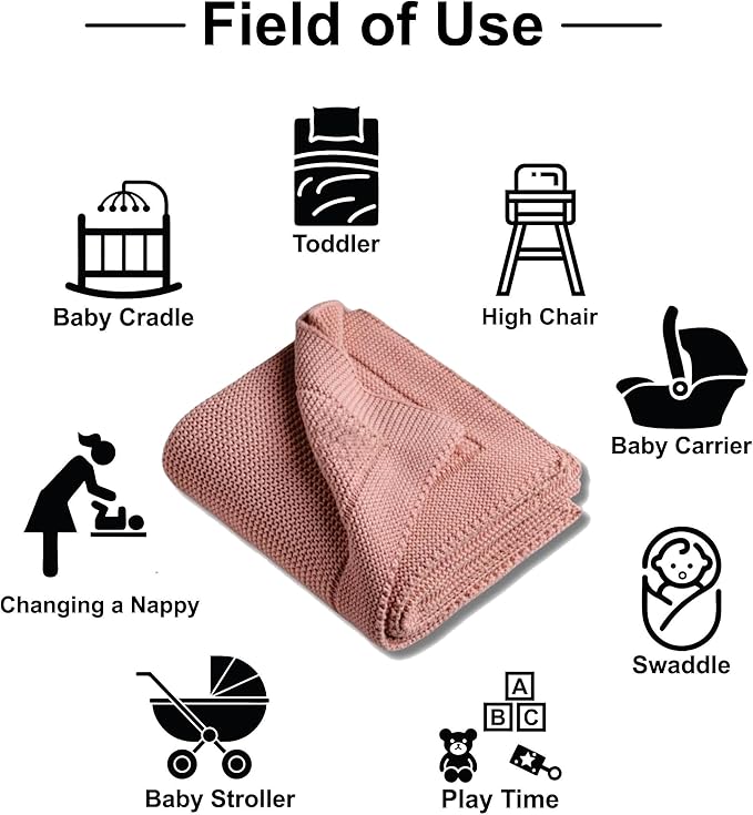 Personalized Baby Blanket - 100% GOTS Certified Organic Cotton - Custom Baby Blanket for Boys and Girls - Embroidered Swaddle, Customized Baby Name Blankets (Pink)