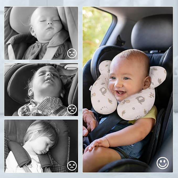 Baby Travel Pillow Upgraded, Soft Baby Head Support Pillow for Newborn Toddler，Babies Neck Car Seat, Pushchair and Strollers, Flower