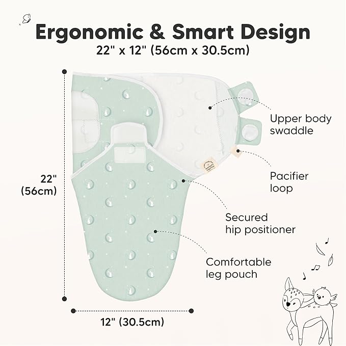 3-Pack Organic Baby Swaddle Sleep Sacks - Swaddles for Newborns, Infant 0-3 Months, Baby Girls, Boys, Soft & Snug Newborn Sleep Sack, Nursery Swaddling Blankets (Lunaris)