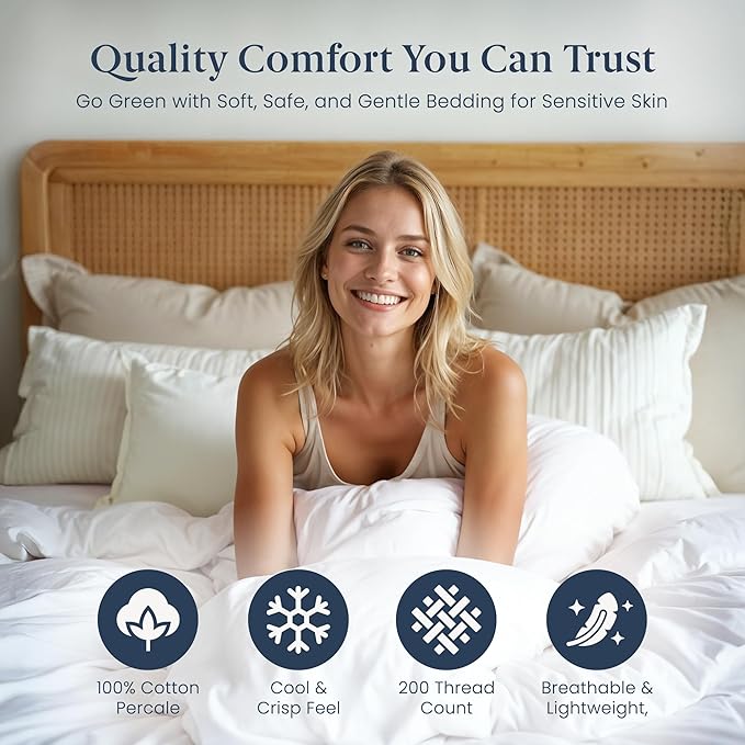 Ella Jayne Duvet Cover Queen Size (3 Pieces), 100% Cotton Percale, Full/Queen, Soft, Breathable & Lightweight, Including Duvet Cover (1 Piece) 90 x 90 Inches with 2 Pillow Shams (Stone Design)