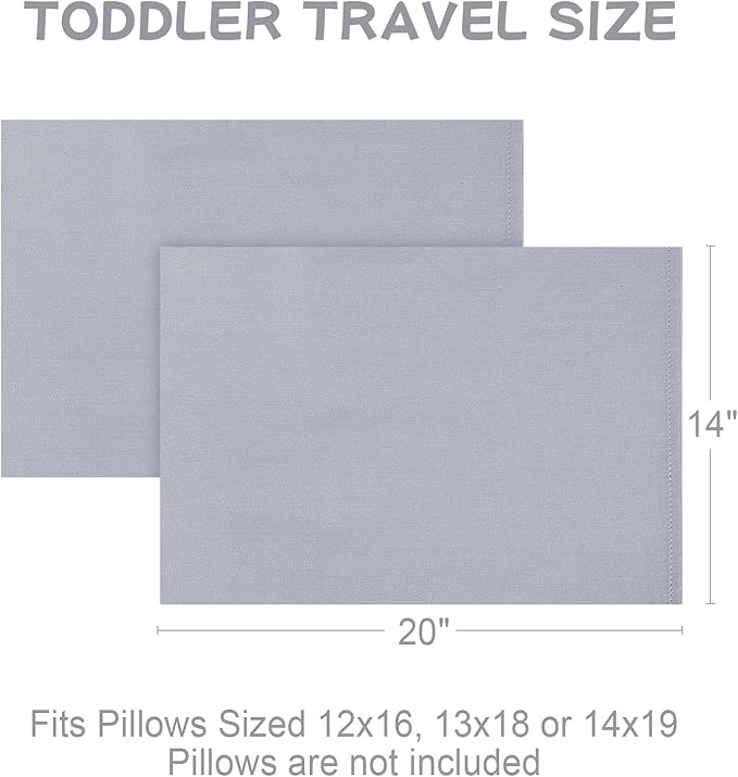 Cotton Toddler Pillowcase 14x20 Envelope: Long-Staple Cotton, Ultra Soft Breathable Durable, Travel Pillow Cover 2 Pack by Fittia