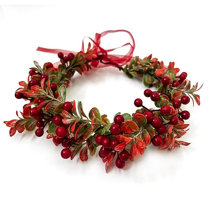 TOECWEGR Christmas Flower Crown Floral Wreath Red Berry Pine Cone Crown Forest Woodland Wedding Headpiece Headband