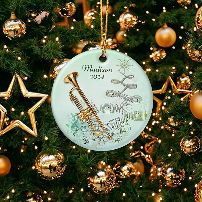 wowcugi Trumpet Ornament Personalized Instrument Ornaments for Christmas Tree Xmas Tree Decorations Keepsake Gifts for Band Instruments Music Lovers