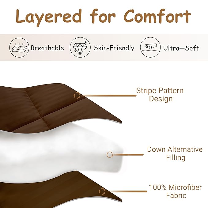 ZPECC Toddler Down Alternative Comforter, 39x47 Hypoallergenic Baby Blanket Quilt, Soft Breathable Lightweight All Season Kids Duvet Insert for Crib Stroller Cot Daycare, Brown