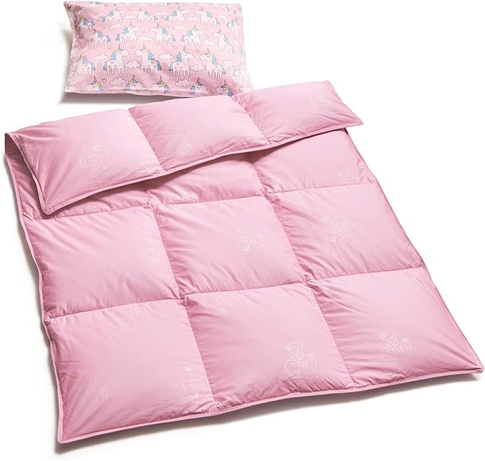 ZPECC Toddler Goose Down Comforter, 41x48 Hypoallergenic Baby Duvet Insert, Soft Lightweight All Season Quilt Blanket for Crib Daycare Stroller Pink