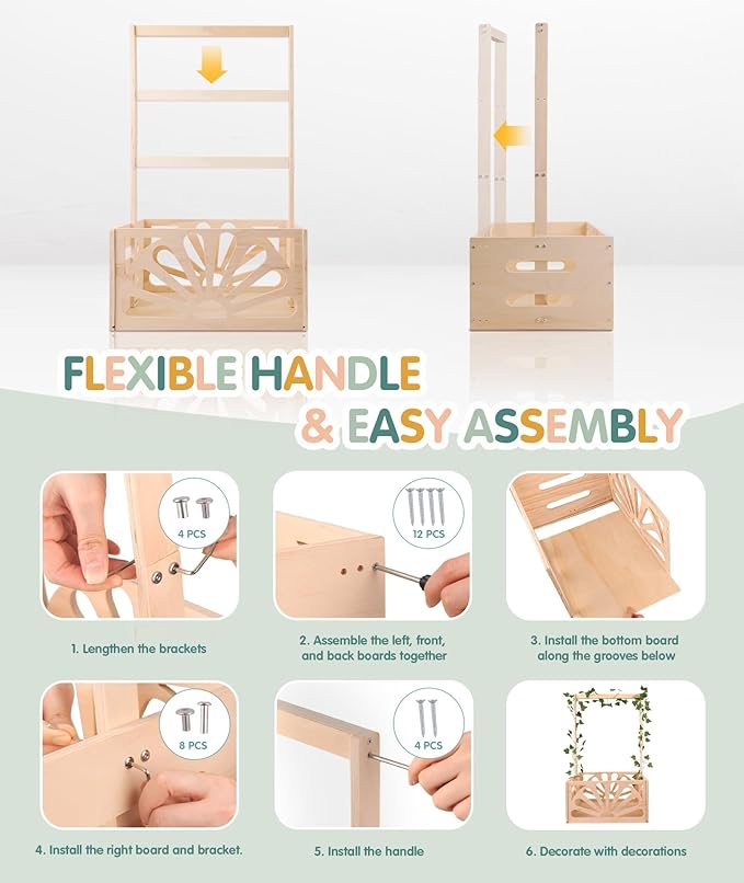 Wooden Baby Shower Crate Closet-Baby Shower Basket with Handle Hanger Rack String Lights Welcome Gift Basket Wooden Crate for Baby Shower Newborn Boys Girls Pregnancy Gifts for New Parents X-Large