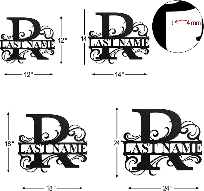 LULLBABYMALL Custom Metal Signs - Last Name Sign, Split Letter Monogram, Letter R, Family Name Wall Art, Outdoor Metal Signs, Personalized Wedding Gift