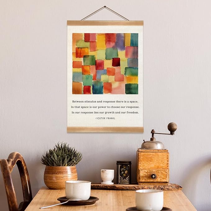 Inspirational Wall Art Poster ,Viktor Frankl Quote Print Linen Canvas Poster with Abstract Watercolor Design, Positive Psychology Decor for Office, Home, Therapy Room or Study 12x16In(Viktor frankl)
