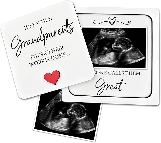 Pregnancy Announcement Ultrasound Picture Frame, Just When Grandparents Think Their Work is Done Someone Calls Them Great Wooden Surprise Box, Baby Announcement Pregnancy Reveal Gifts