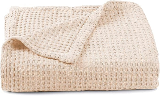 36” X 40” Inches Cooling Baby Waffle Weave Blanket, Ultra-Soft Lightweight Receiving Blanket for Newborn, Breathable Comfortable Baby Swaddle Blanket for Boys and Girls(Oat)