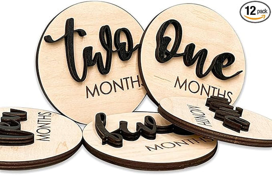 Baby Monthly Milestone, Wooden Baby Milestone Signs, Monthly Milestone Wood Discs, Baby Milestone Discs (S001)