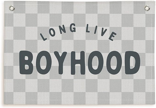 Lacama Long Live Boyhood Boys Room Decor, Boy Nursery Decor, Canvas Banner Wall Hanging Banner Flag Decor for Nursery Playroom Toddler Room, Boys Kids Rooms Decor,30x20 Inch