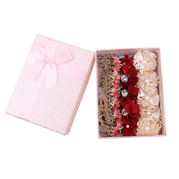OOSAKU Baby Girl Flower Headbands Set Elastic Floral Headbands 6pcs Soft Nylon Hair Band for Newborn Toddler Hair Accessories (H-H2)
