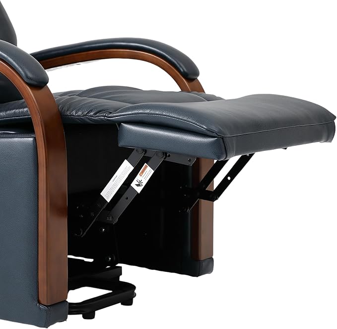 DYNOX Small Lift Chair Recliner with Heat and Massage, Dual Motor Power Lift Sofa for Elderly,Infinite Adjust for Back and Footrest,Side Pocket(9185,Genuine Leather,Blue
